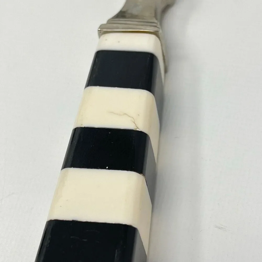 Darren Ransdell Set of 3 Metal Bar Tools Black White Stripe Plastic Handles
